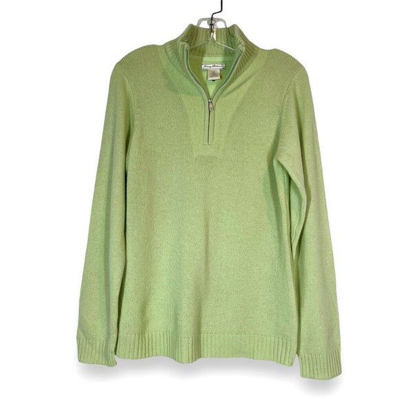 Tommy Bahama Cashmere Sweater Green Zip Medium - Picture 9 of 9